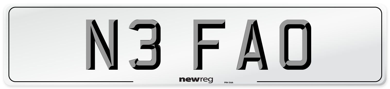 N3 FAO Number Plate from New Reg